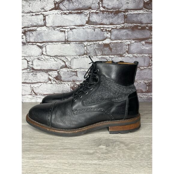 Johnson & Murphy 1850 Brogue Cap Toe Side Zip Lug Sole Tweed Ankle Boots Men 9.5 - Picture 1 of 16